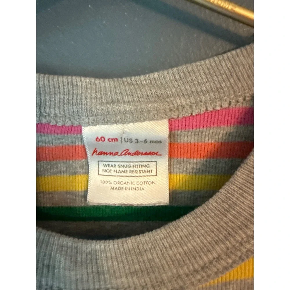 Hanna Andersson Kids Rainbow Stripe Organic Cotton Pajama Set Gray 3-6 Months